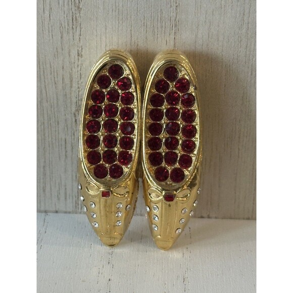 Signed EDGAR BEREBI "Remembrance" Ruby Rhinestone Slipper Pin Limited Edition - Picture 1 of 6